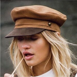 Lack of Color Lola Cap leather Hat taupe suede railroad cap conductor hat small